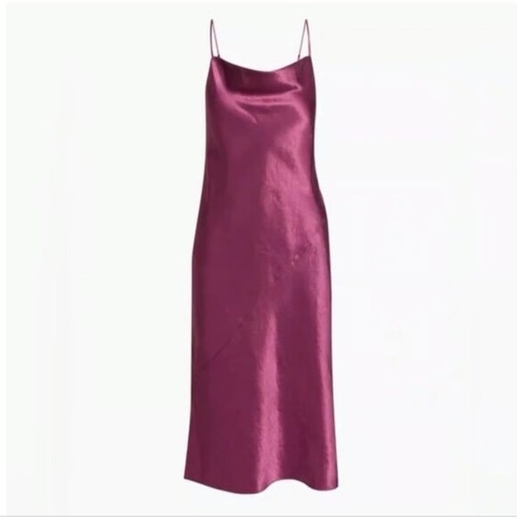 Babaton Dresses & Skirts - Aritzia Babaton Model Satin Midi Dress Cowl Neck Bias Cut Spaghetti Strap XS